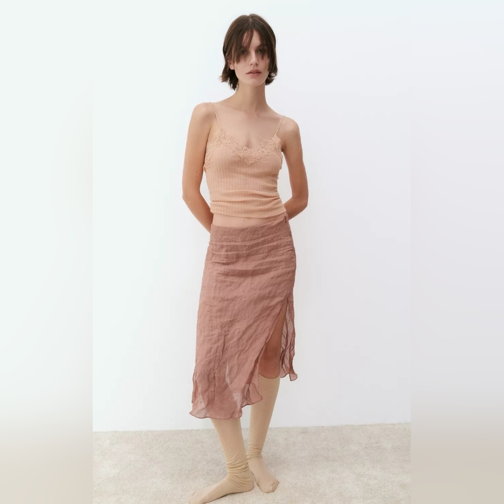 Zara Midi Skirt in Dusty Rose Brown